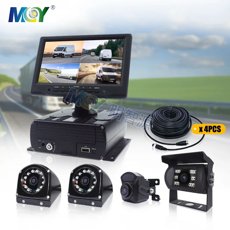 

7 Inch 720P 4 Bus Cameras 4G WIFI GPS Blackbox Heavy Duty Mining Truck DVR Camera System