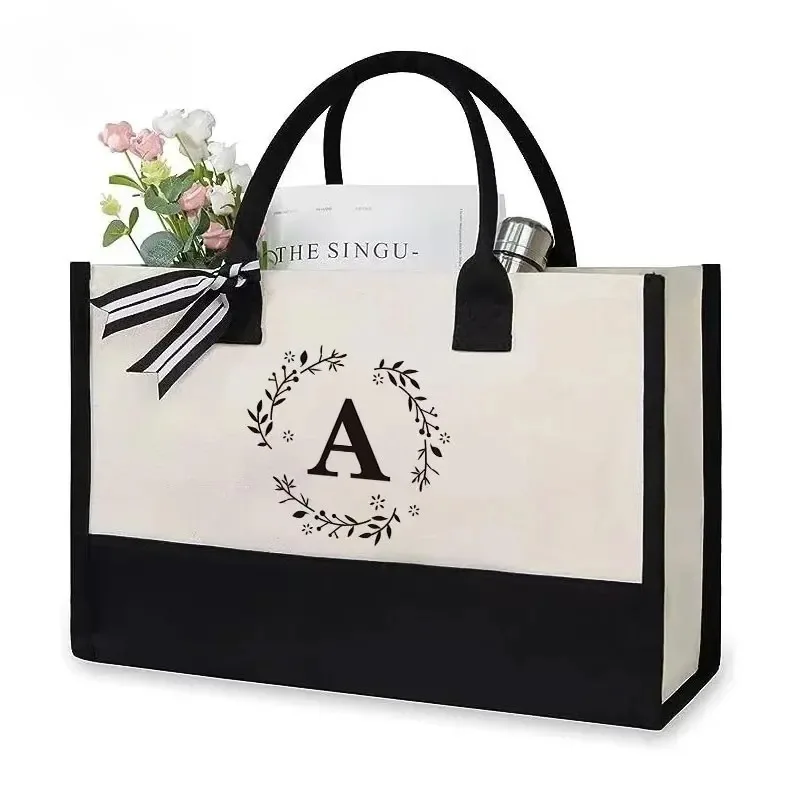 1pc Chic Tote Bags Letter Beach Bag Birthday Wedding Christmas Gift Boutique Business Fashion Big Capacity Shopping Pouch