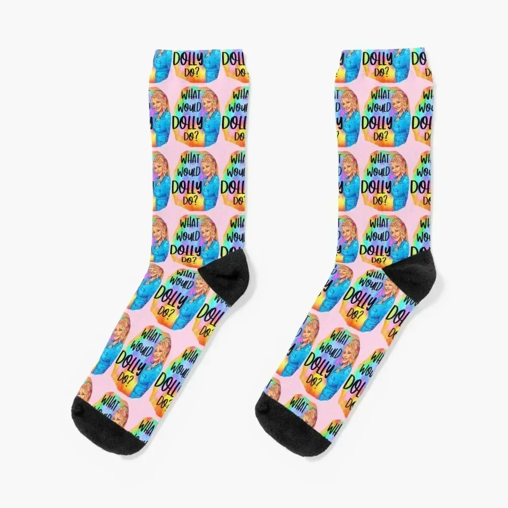 Colorful What would Dolly do wwdd Cute watercolor print funny Dolly Parton country music vintage hair retro Socks