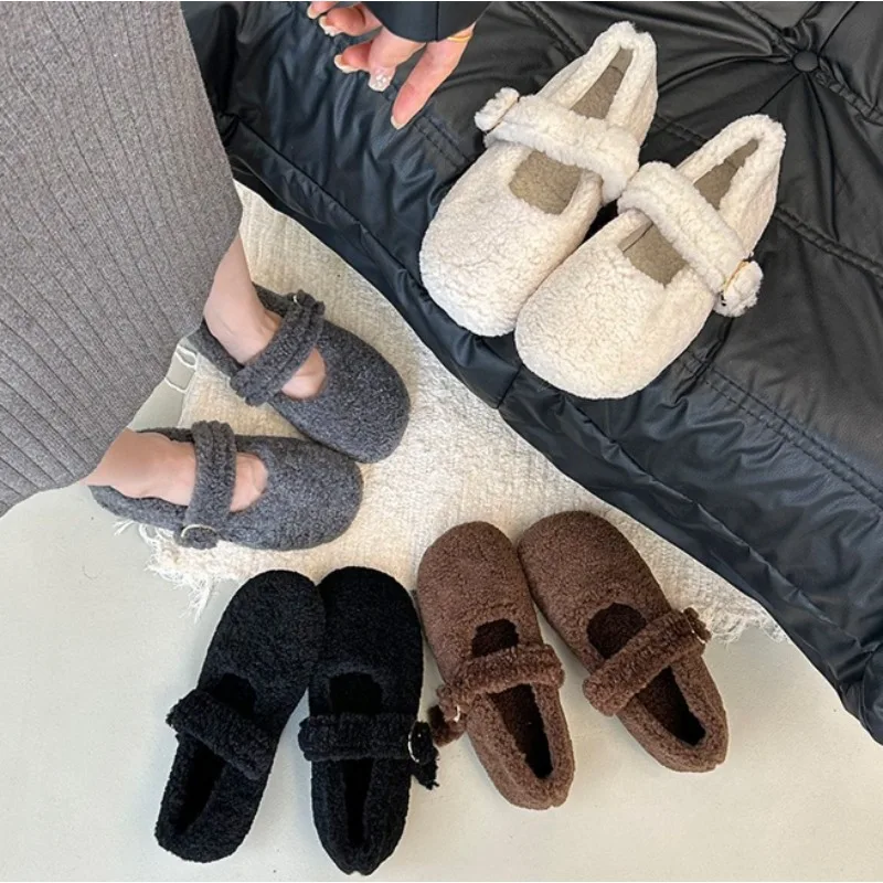

Winter Shoes Women Round Toe Slip-on Female Footwear Loafers Fur Casual Sneaker Autumn Modis Slip on Dress Moccasin New Fall