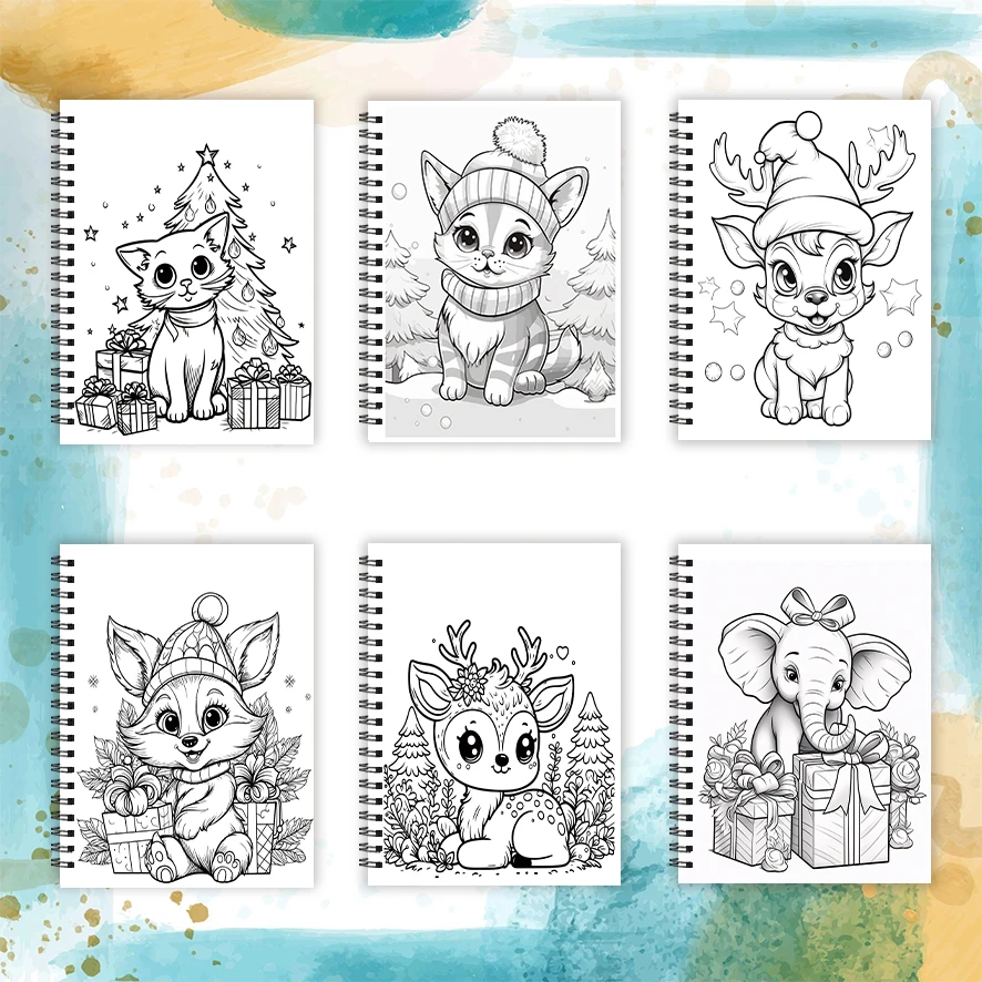 Holiday Animals Adult Coloring Book - 8.3x 11.2 Inch 32 Page Coloring Book - Helps Reduce Stress and Ease Emotions