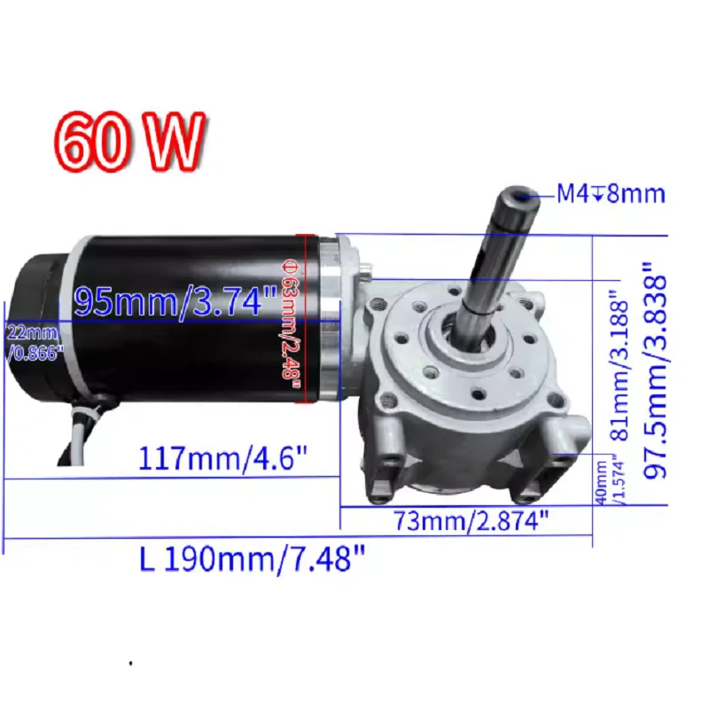 100W-24v220RPM - Torque 40kg    worm gear reduction motor with Hall encoder, suitable for hotel automatic doors