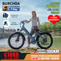 BURCHDA 2025 NEW Electric Bicycle1000W AZ26 26Inch Urban City Electric Bike 48V20AH Large Battery  3.0 Fat Tyres Mountain Ebike