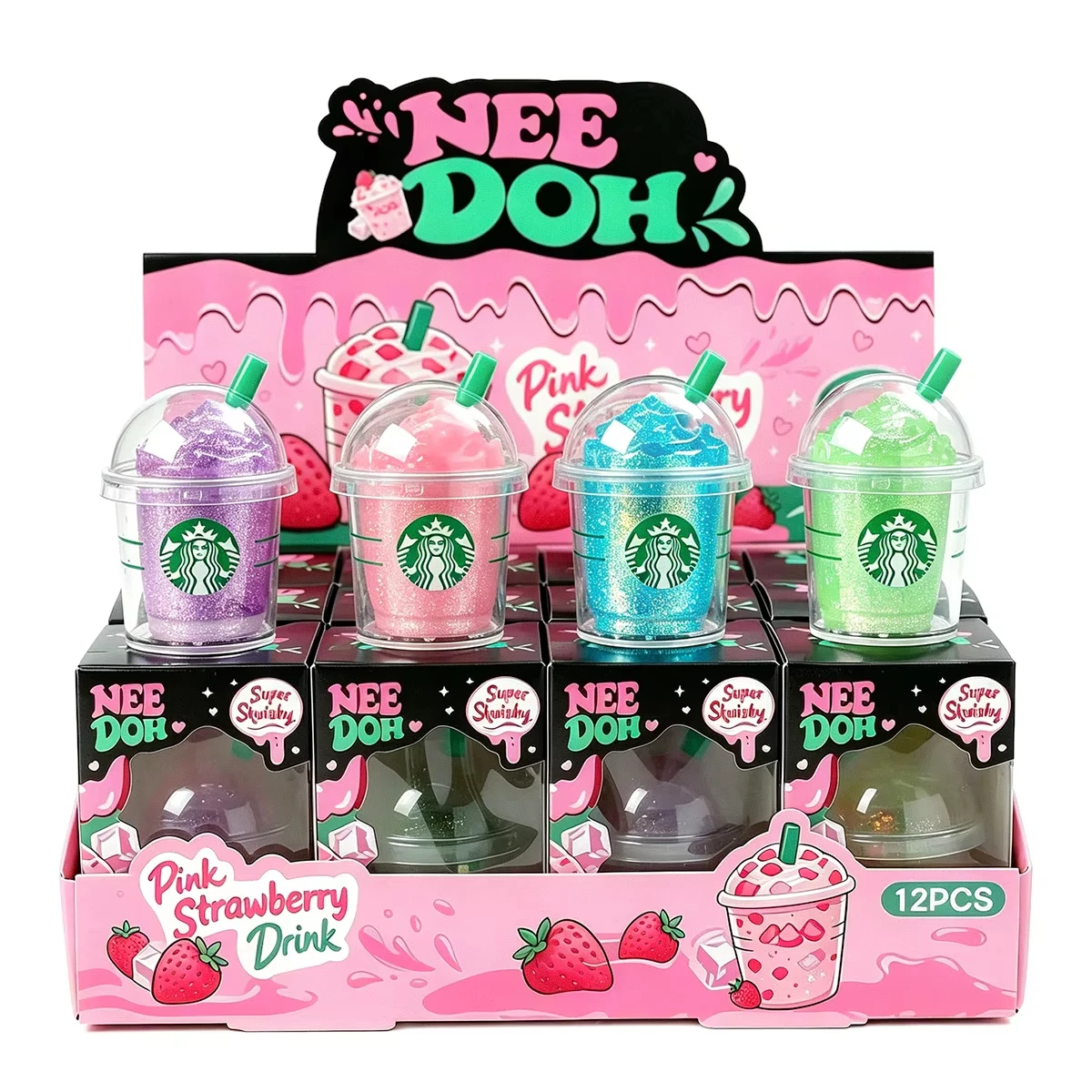 NeeDoh Blind Box Iced Coffee Cup Best Seller Portable Mini Squishy Fidget Toy Squeeze Decompression Halloween Christmas Gifts