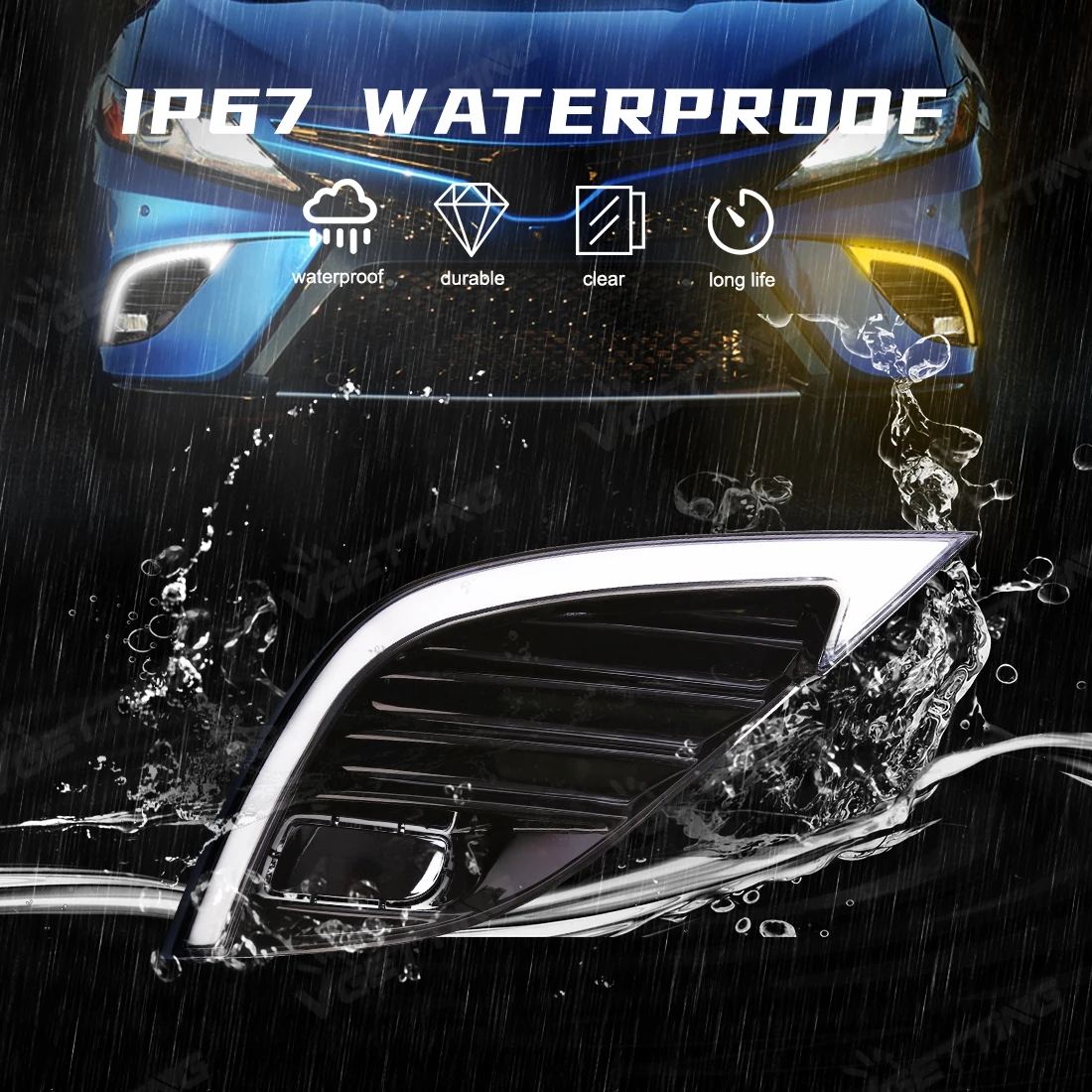 DRL For Toyota Camry SE XSE 2018 2019 2020 8th LED Daytime Running Lights Fog Front Bumper Headlights Turn Signal Lamps Daylight