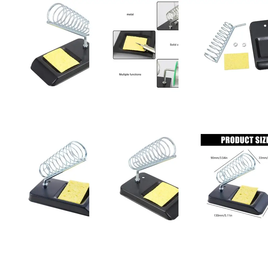  Portable Metal Soldering Iron Holder Stand Holder with Cleaning Sponge Solder Tip Slot Solder Tip Cleaner Tool