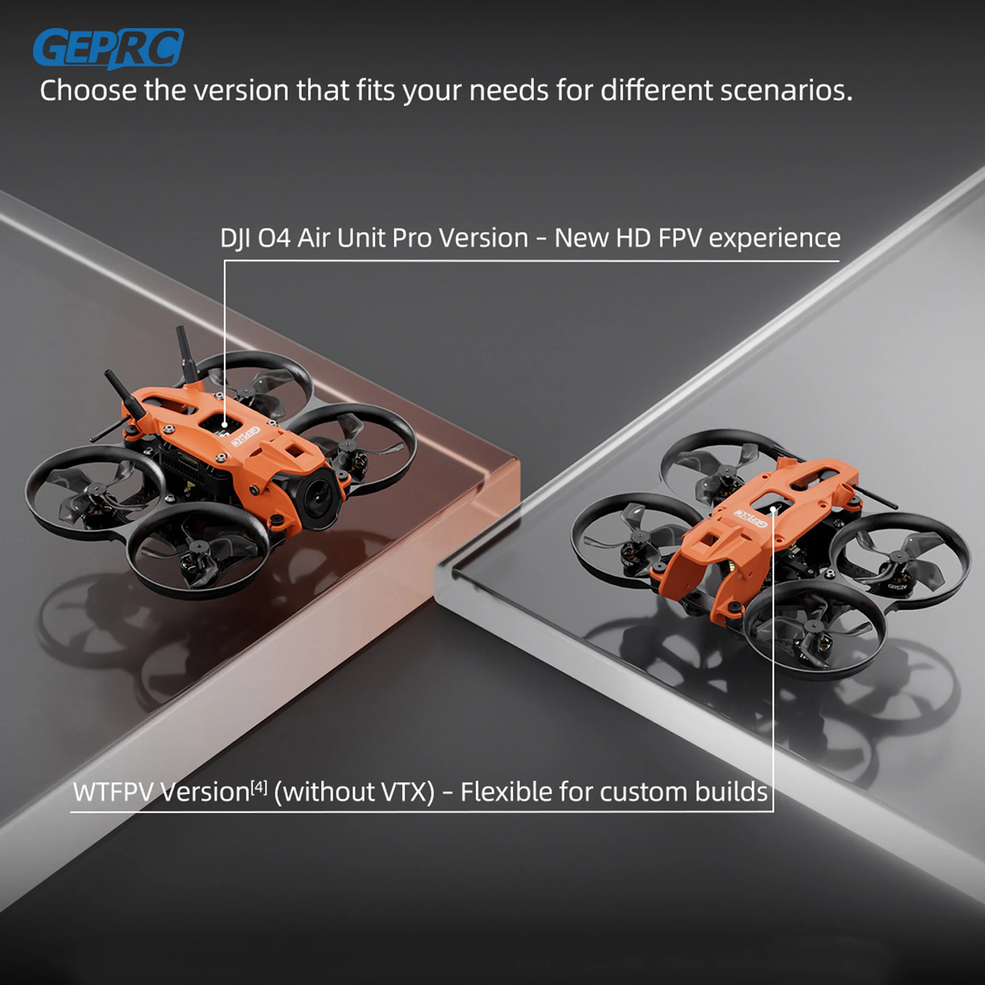 GEPRC DarkStar16 1.6 Inch FPV Drone O4 Air Unit Pro 14800KV Motor RC Freestyle Quadcopter Orange Grey with WTFPV SPEEDX2