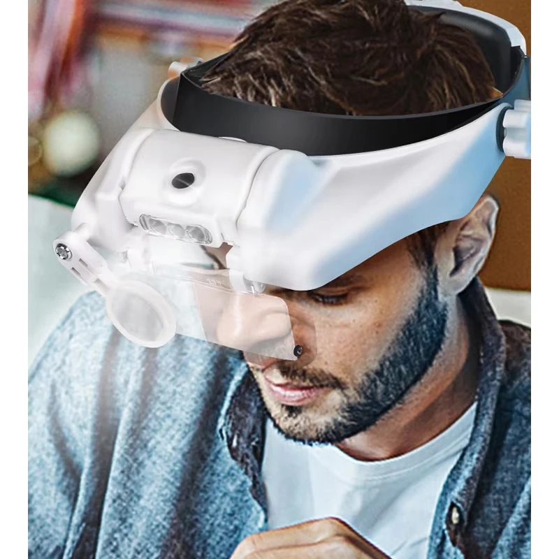 LED Headband Magnifier 1.5x 2x 2.5x 3x 3.5x 8x Magnifying Glasses Hands-Free Jewelry Watch Electronic Repair Loupe image 5