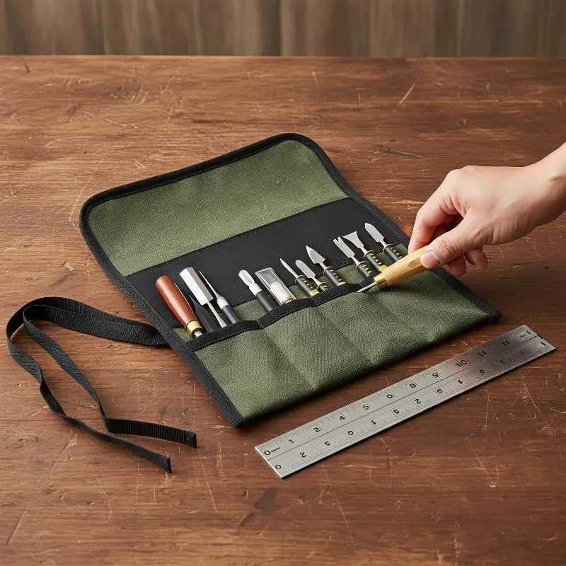 Waterproof Oxford Cloth Roll Up Tool Bag Multiple Pocket Storage Case for Outdoor Adventure Gear Small Parts Storage