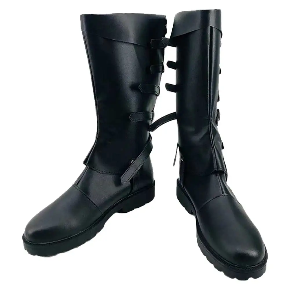 Game DMC Vergil Cosplay Black Long Boots PU Leather Shoes Men Roleplay Costume Accessories Halloween Carnival Party Outfits Prop