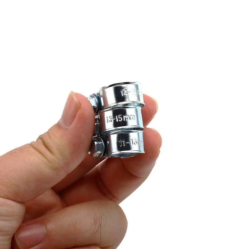 10pcs 7mm-17mm Mini Clamp Fuel Pipe Hose Clip Air Hose Water Pipe Fuel Hose Silicone Optional Size Clamp Hose Clamp