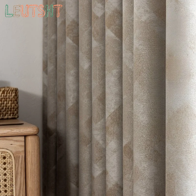 Luxury Full Blackout Modern Minimalist Living Room Jacquard Thermal Insulation Sun Protection Coating Custom Size Elegant Decor