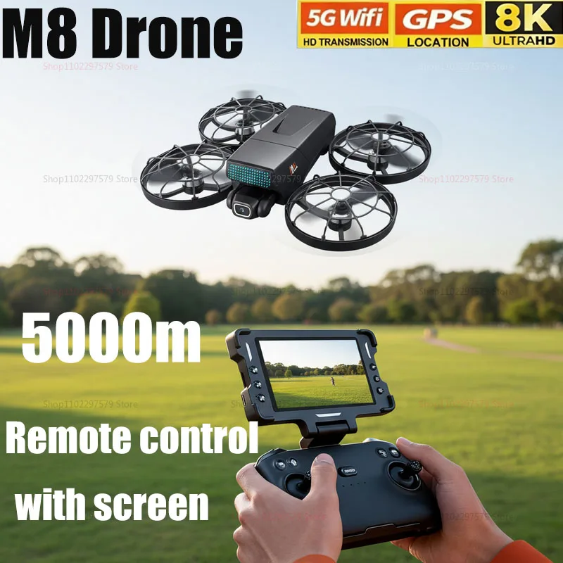 

Новые дроны M8 GPS с двумя камерами 8K HD и обзором 360° ° Квадрокоптер FPV 5G WIFI с бесщеточным двигателем, функцией обхода препятствий, складной, для аэрофотосъемки, игрушка для мальчиков