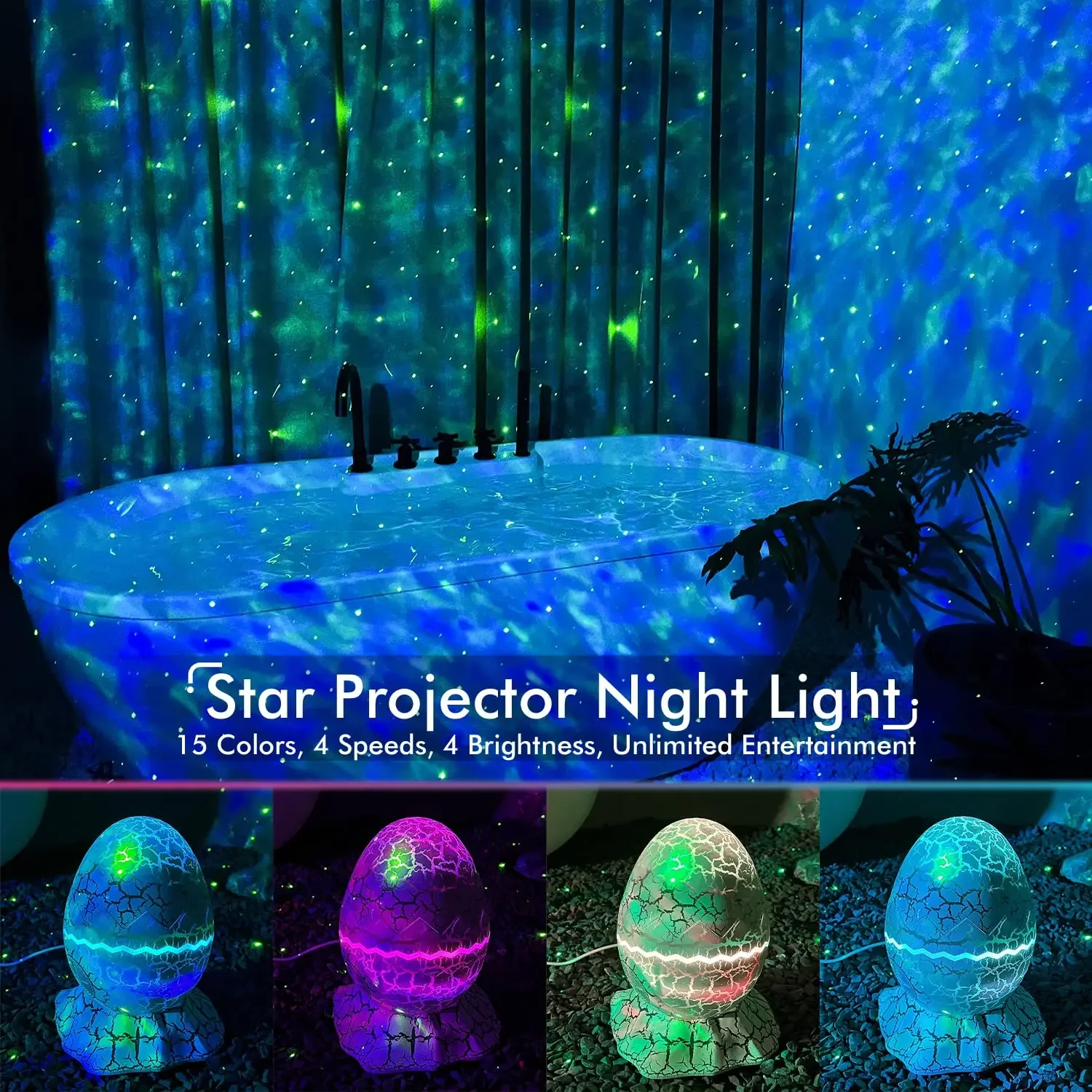 Star Galaxy Projector Dinosaur Egg Night Lights for Bedroom 14 Colors LED with Bluetooth Speaker Kids Room Bedroom Decoration