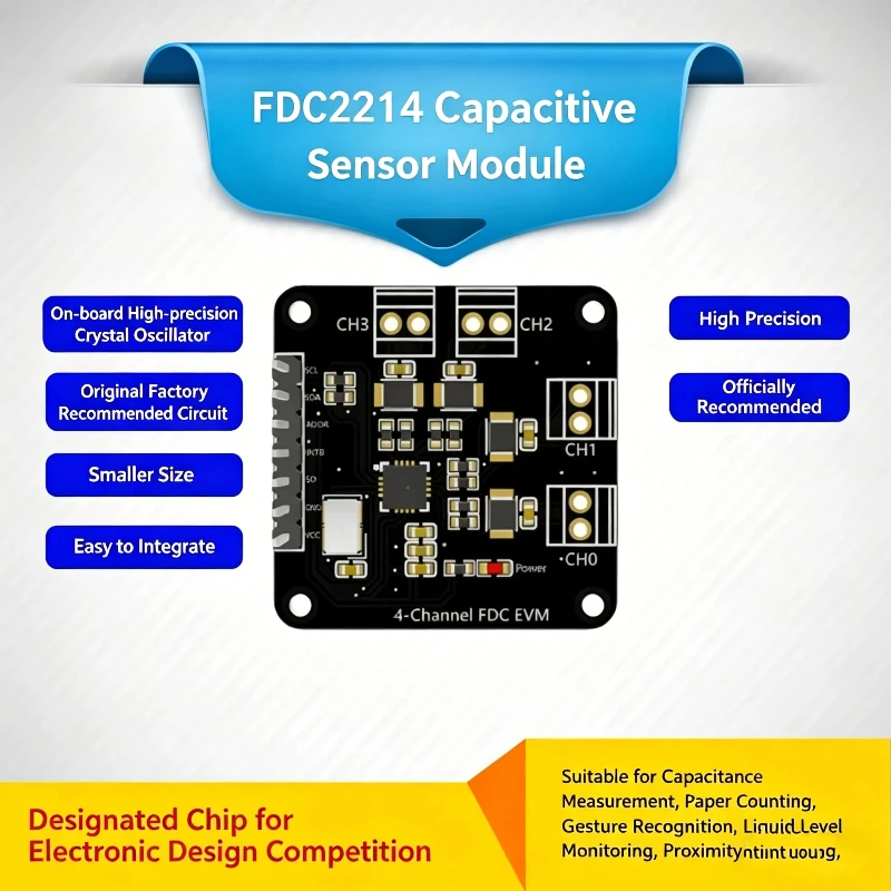 FDC2214 Module Capacitance Sensor Gesture Recognition Paper Count Liquid Level Measurement