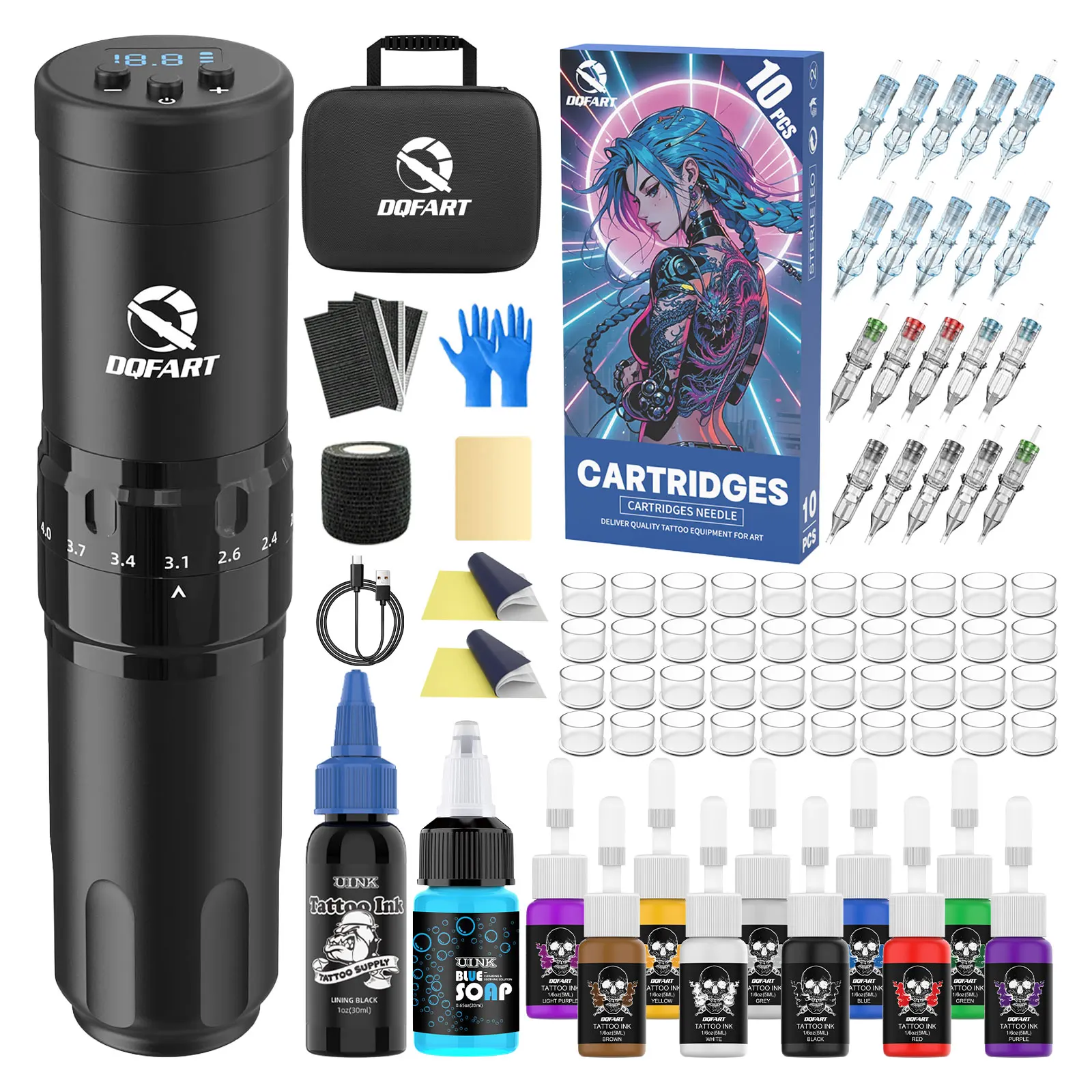 

Набор для татуировки DQFART, высококачественный набор ручек для татуировки для начинающих, макияж, машина для татуировки, новый крутой источник питания для татуировки, набор пистолетов для татуировки