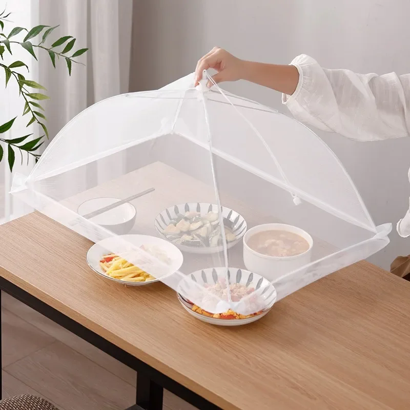 1pc White Square Folding Food Cover Outdoor and Indoor Dust-proof Anti-termite Fly-proof And Insect-proof Food Cover