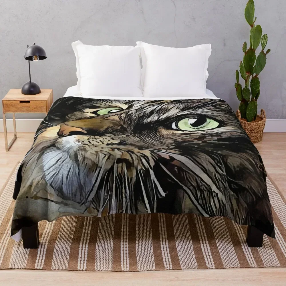 Myriss, cat, cat, chat, lea roche painting Throw Blanket Decorative Sofas for sofa Summer Blankets