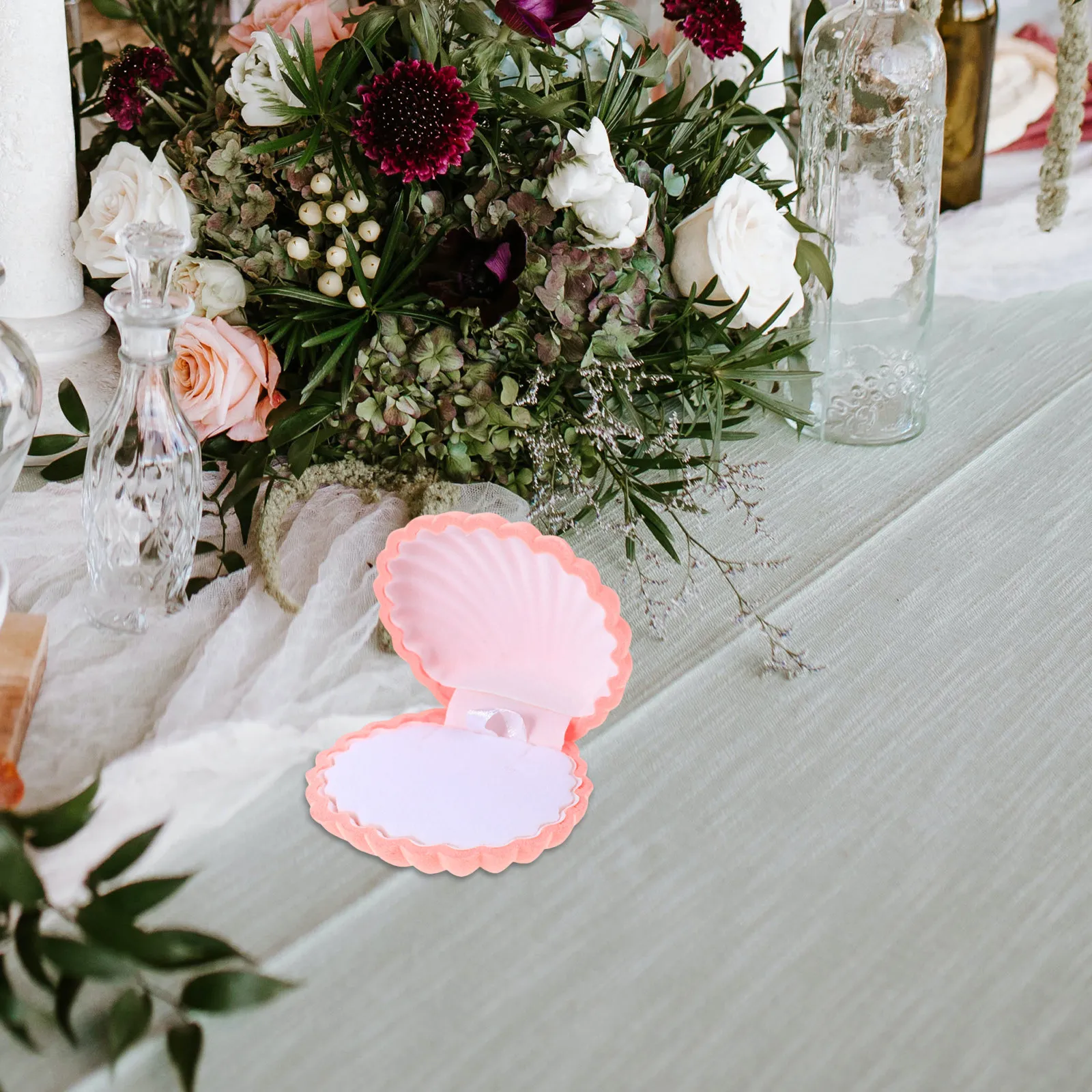 

6Pcs Shell Jewelry Boxes Small Lint Ring Box Creative Gift Box for Wedding Engagement Valentines Necklace Earrings Storage Case