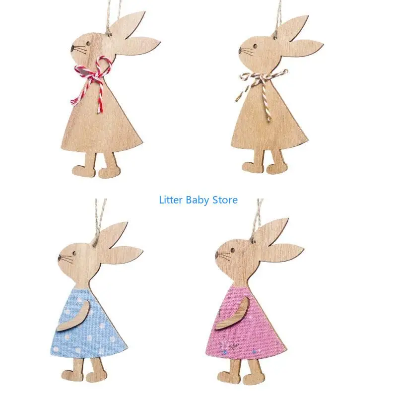 

N80C Christmas Hanging Elf for Doll Ornaments Accessories Novelty Hanging Lovely Easter Rabbit Wooden Supplies Relieve Boredo