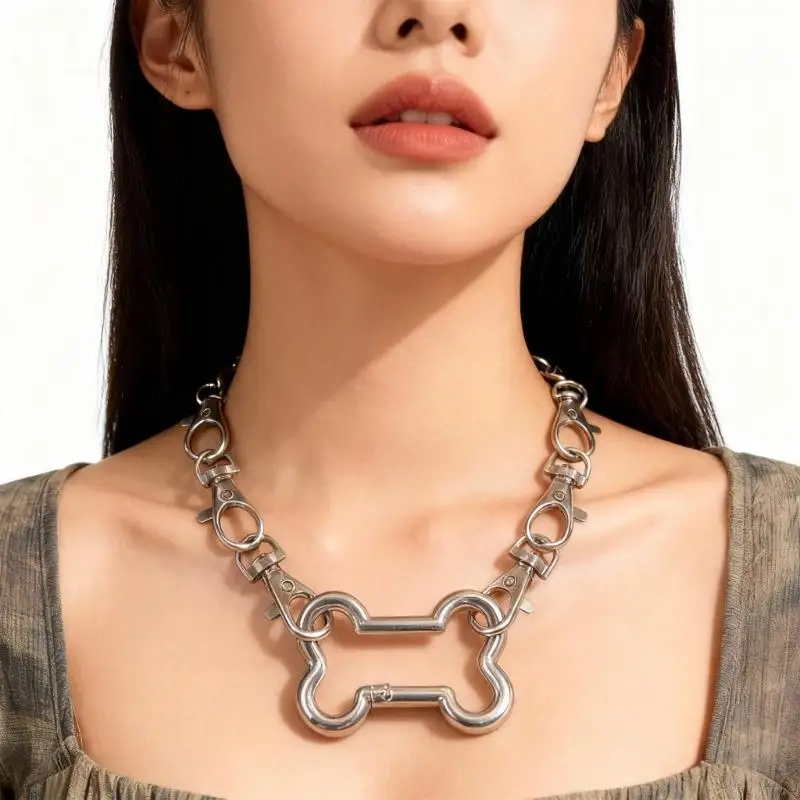 Contemporary Skeleton Button Necklace Polished Surfaces Easy Maintenance Jewelry