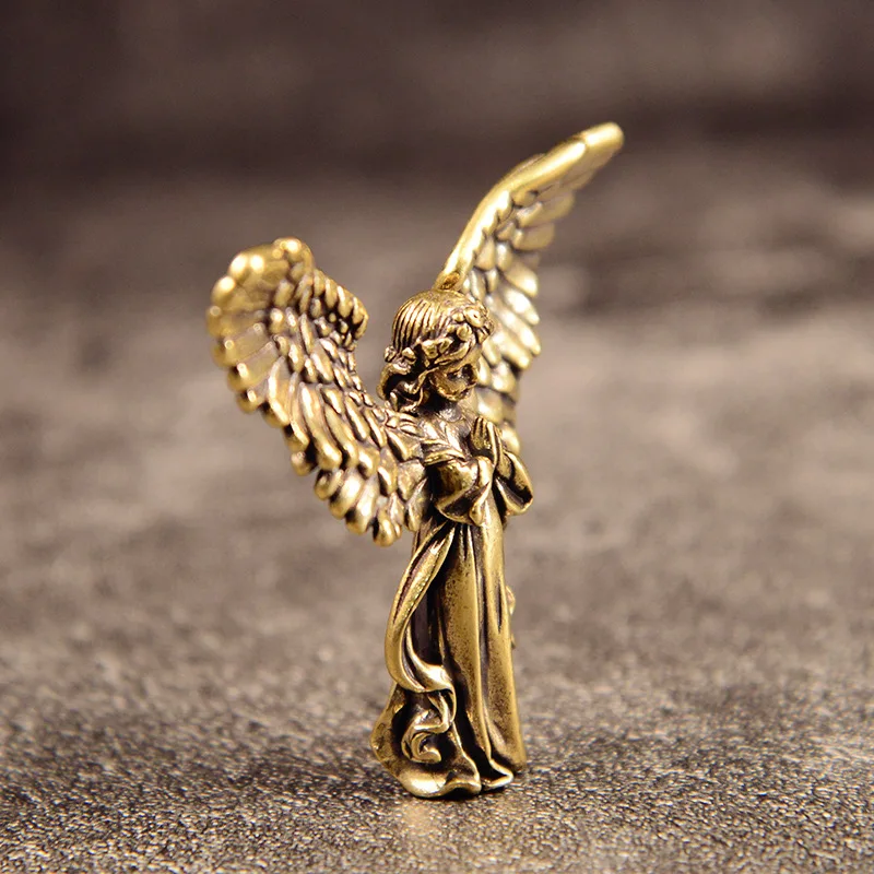 Vintage Brass Angel Cupid Statue Blessed Exquisite Handmade God Of Love Cupid Desktop Decorations Gift Home Decor Accessories
