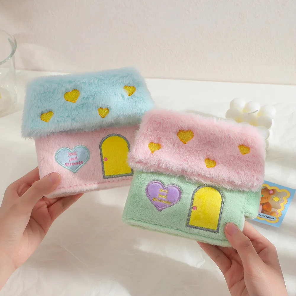 Cartoon House Design 3inch Card Holder Book Sweet Soft Fur Photocard Album Diy Binder Idol Cards Collection