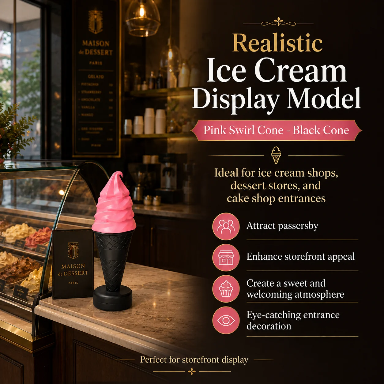 Simulated Ice Cream Lamp with Multi-Color Variable and Remote Control Function for Store Display, Equipped with Photography Prop