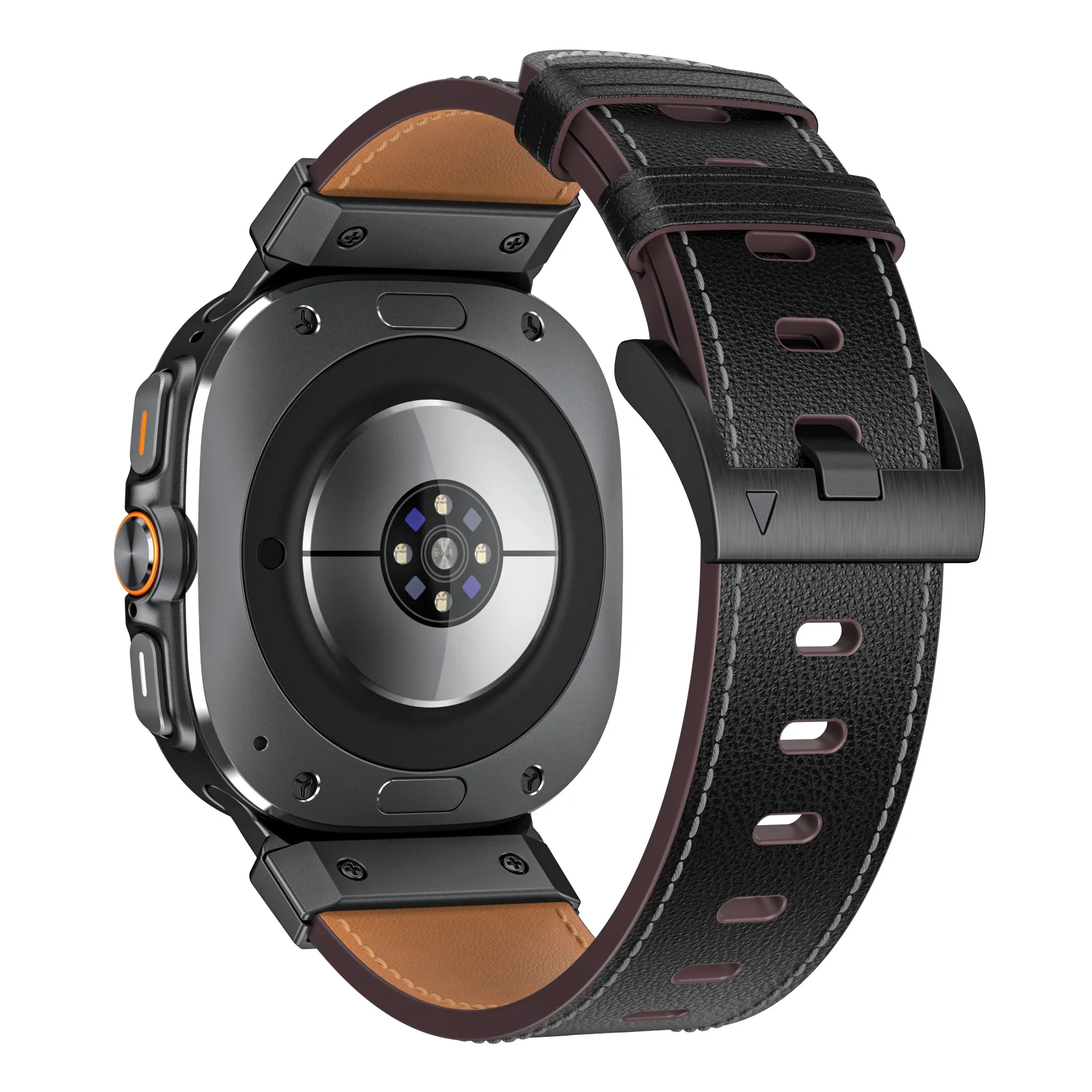 Pulseira de couro + mecha para samsung galaxy watch ultra 2025, 47mm, acessórios de aço inoxidável, pulseira para galaxy watch 8 ultra band