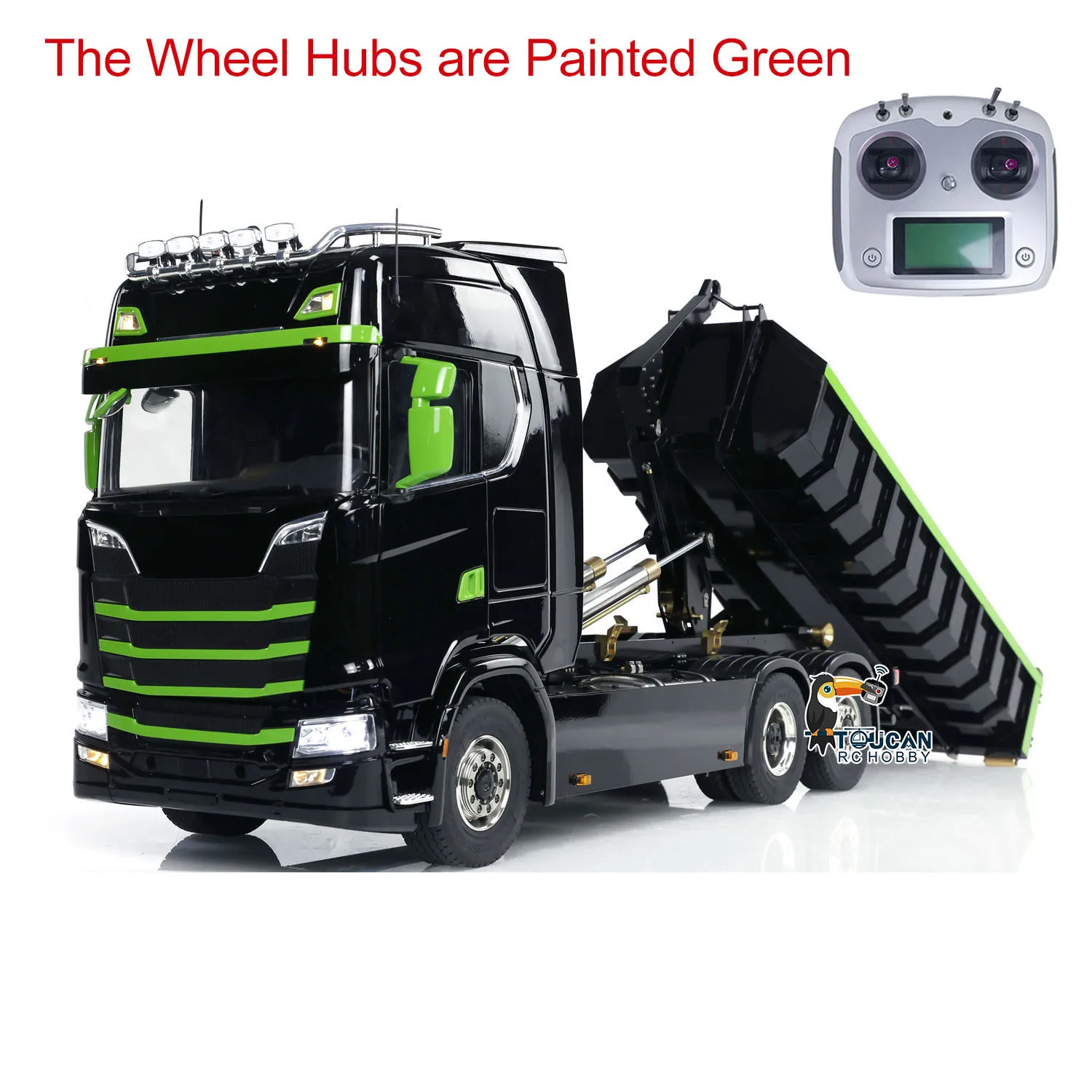 1/14 6x6 770s Metal Hydraulic RC Dumper Car Roll-on Full Dump Truck Finished 3 Speed Transmission Rear Axle Lifting Sound Toys