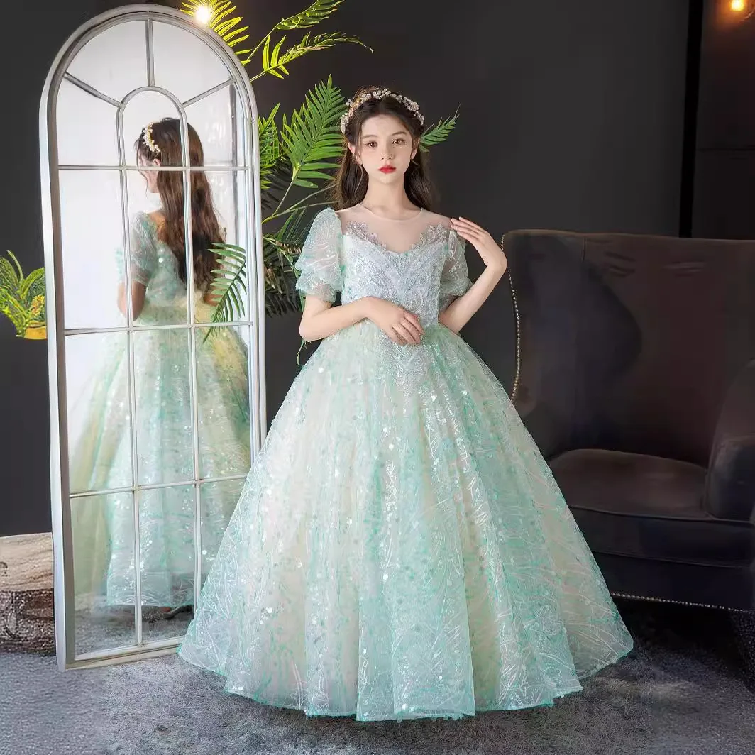 Girl dress host 10th birthday Princess dress fashion trend runway flower child wedding piano dress