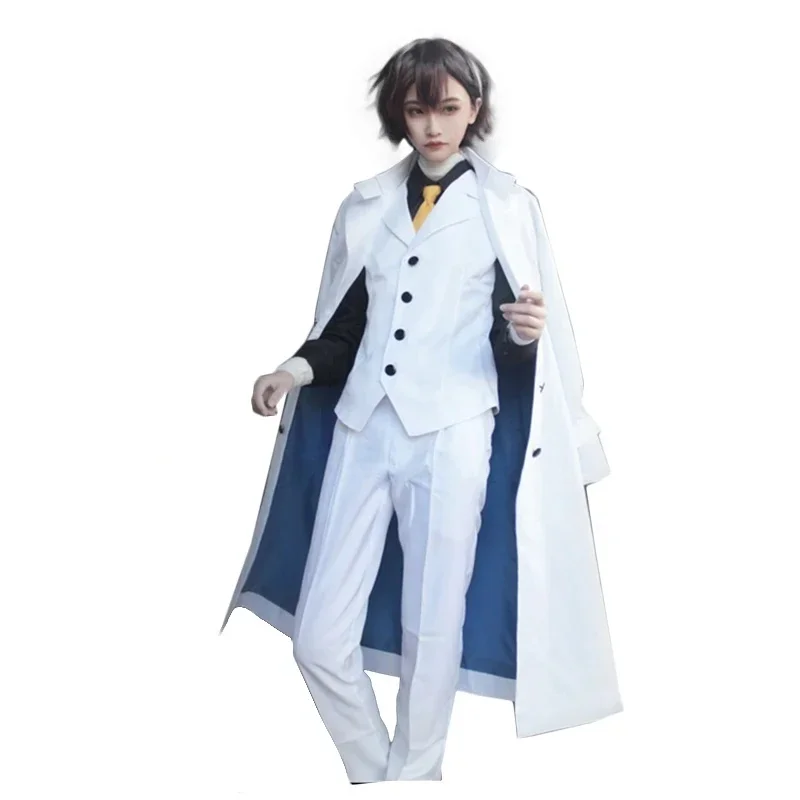 

Anime : DEAD APPLE Dazai Osamu Cosplay Costume Adult White Trench Pants Suit Halloween Carnival Uniforms