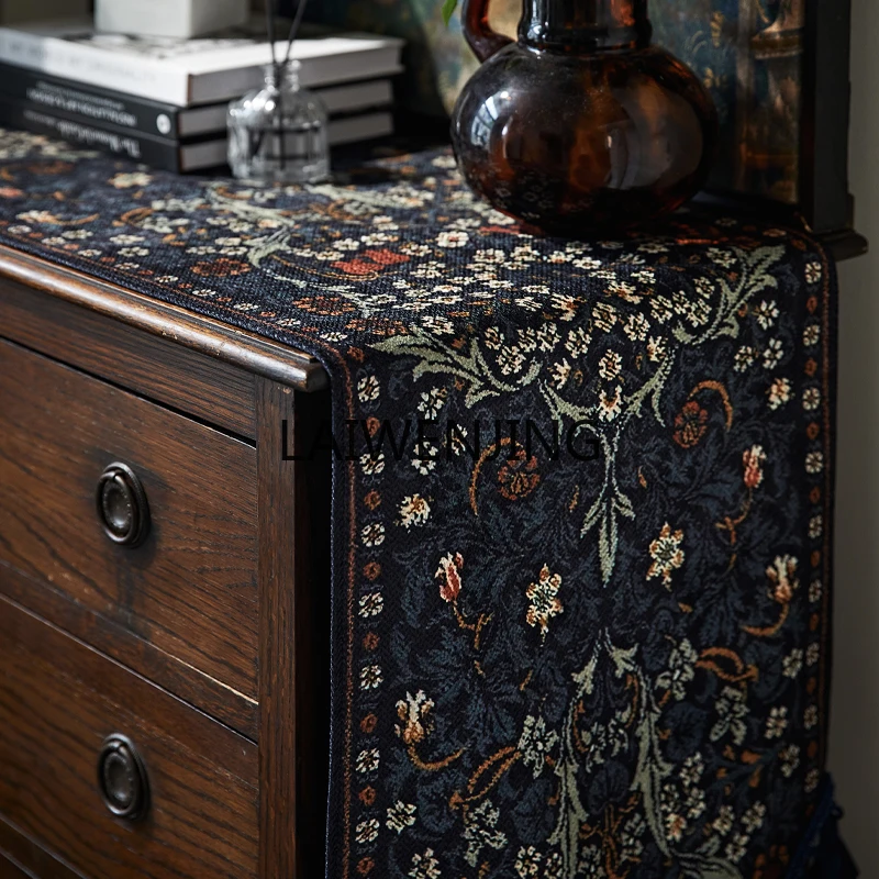 MJY retro American French British European fringed dining table porch TV cabinet table flag
