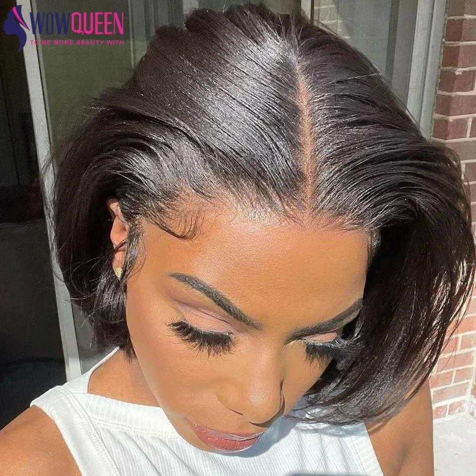 

Glueless Short Bob Hair Wig Human Hair Ready To Wear Straight Transprent 4x4 Lace Closure Wigs For Women Brazilian Human Hair