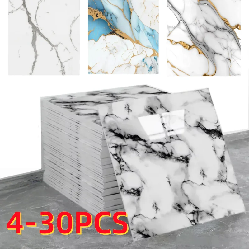 

Thickened Marble Self-adhesive Wall Stickers Waterproof Imitation Tile Wallpaper for Kitchen Living Room Bedroom Home Decoration