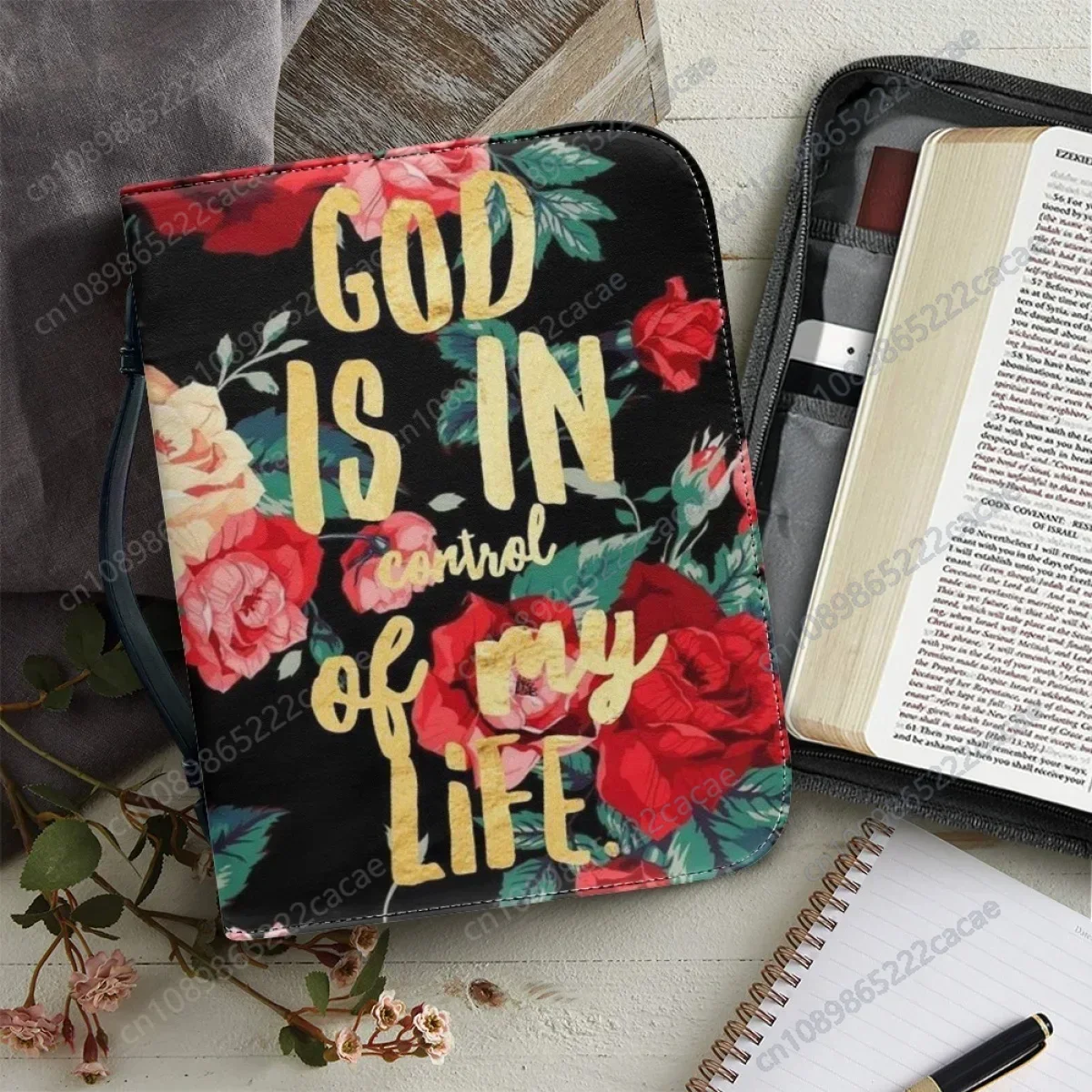 

Bible Bag for Ladies Handbags PU Leather Zipper Handle Bible Cover Case Practical Church Gathering Scripture Carrying Book Case