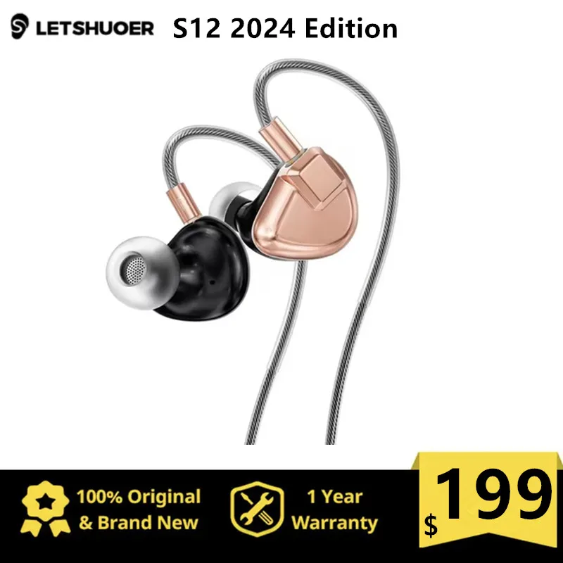 

LETSHUOER S12 2024 Edition 14.8mm Planar Magnetic Driver in ear monitor Earphone HiFi IEM Wired Earbuds Planar headphones with D