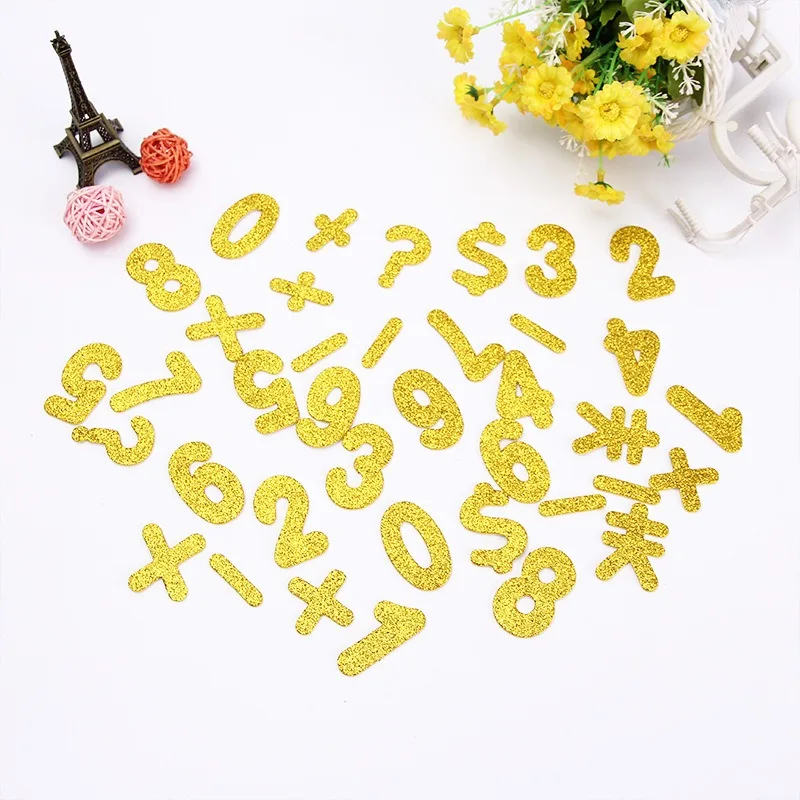 18pcs/Pack Gold Powder EVA Number Stickers Self-Adhesive Kids Toy Sticker DIY Kindergarten Education Creative Arts Children Gift