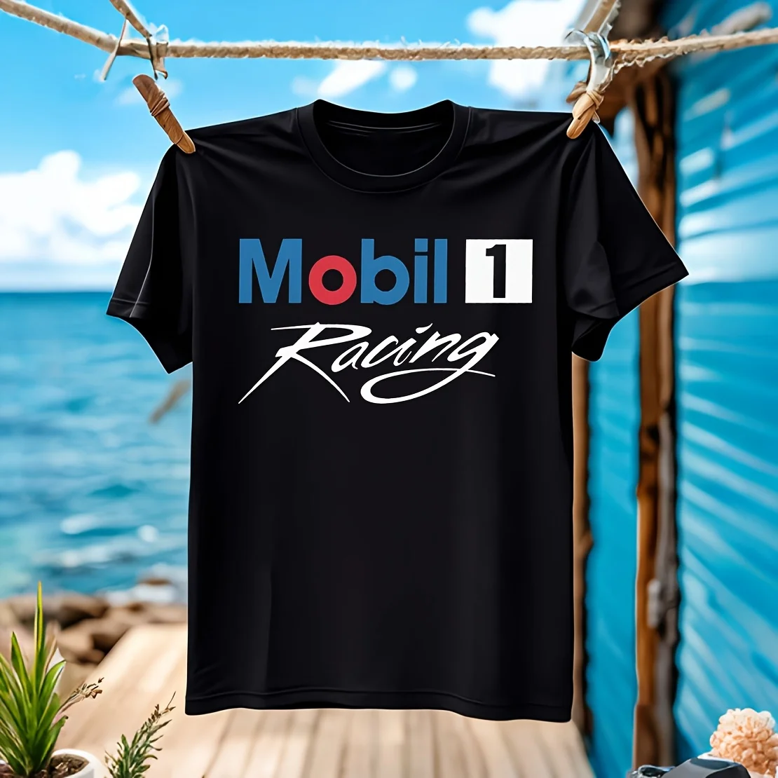

T-Shirts Racing Vintage Mobil Oil Men's T-shirt 100% Cotton Casual Breathable Confortable casual daily wear available in various