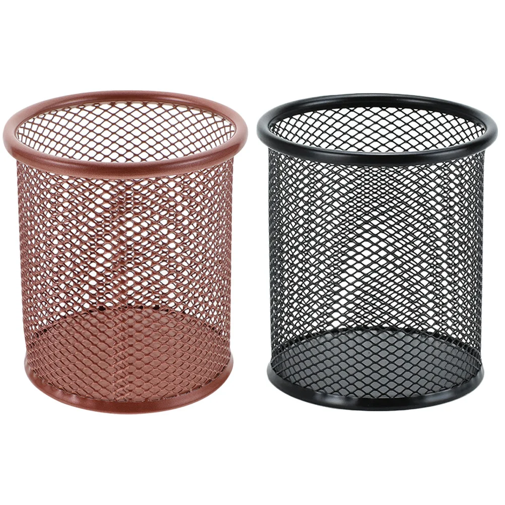 2 قطعة حامل قلم من الفولاذ المقاوم للصدأ شبكة تخزين دلو مكتب منظم كوب رصاص سطح أملس تصميم مضاد للانزلاق