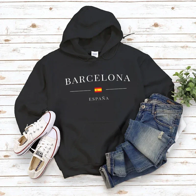 Men\'s BARCELONA Print Design Hoodies Luxury Hooded Sweatshirts Autumn Winter Warm Clothing for Male Casual Streetwear tracksuit