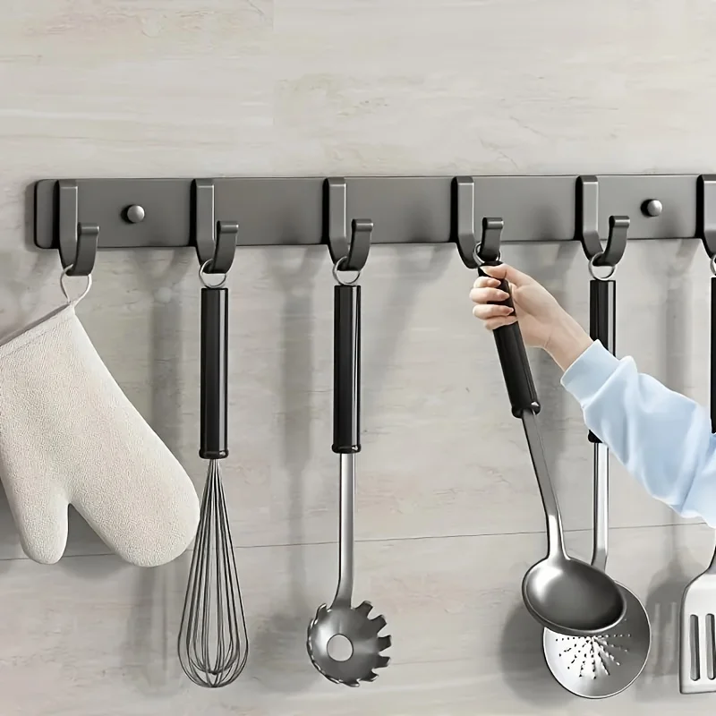 Suitable for bathroom, living room, kitchen, modern wall rod storage hooks, kitchenware storage racks, kitchen accessories