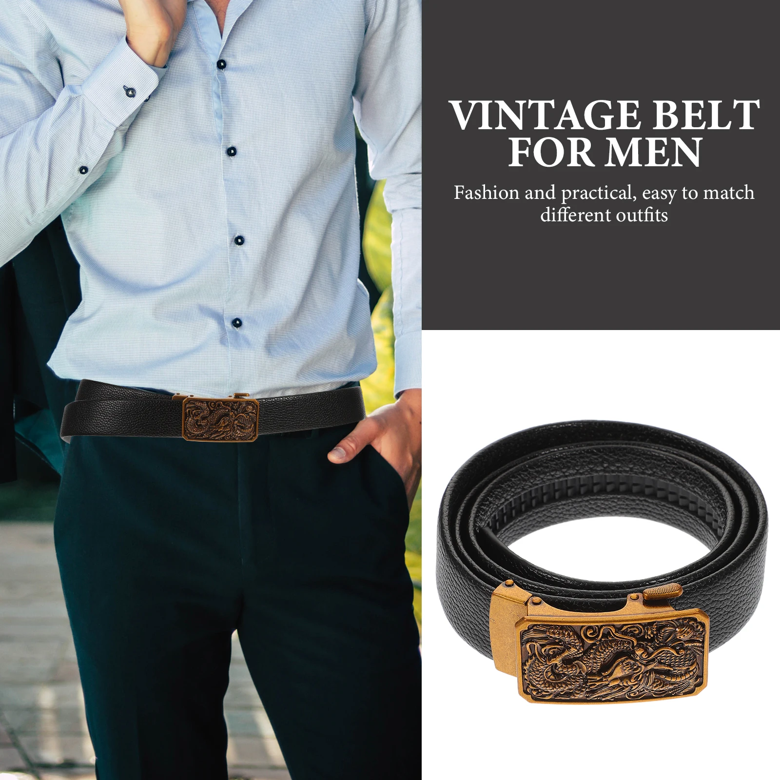 

Automatic Buckle Belts for Men Vintage Cattlehide Luxury Belt Accessories Strong Metal