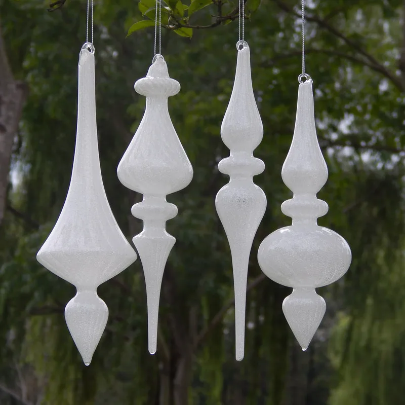 decorations-d'arbre-de-noel-pendentif-boule-de-verre-blanc-exportation