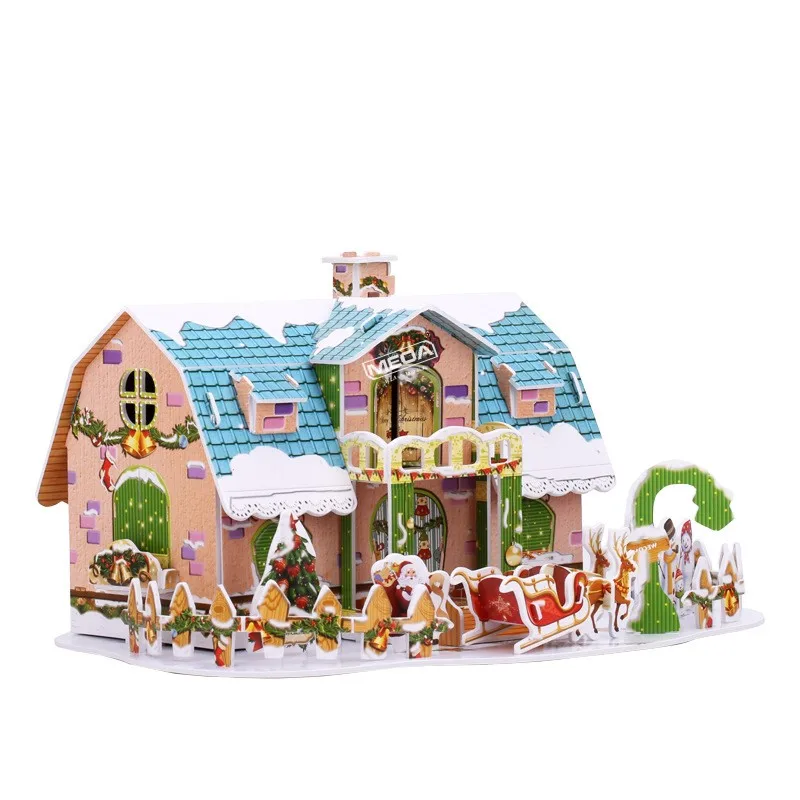 8 Style Christmas Castle Building 3D Puzzle Model X'max House Architecture Construction Jigsaw Puzzles Toys Kids Christmas Gift