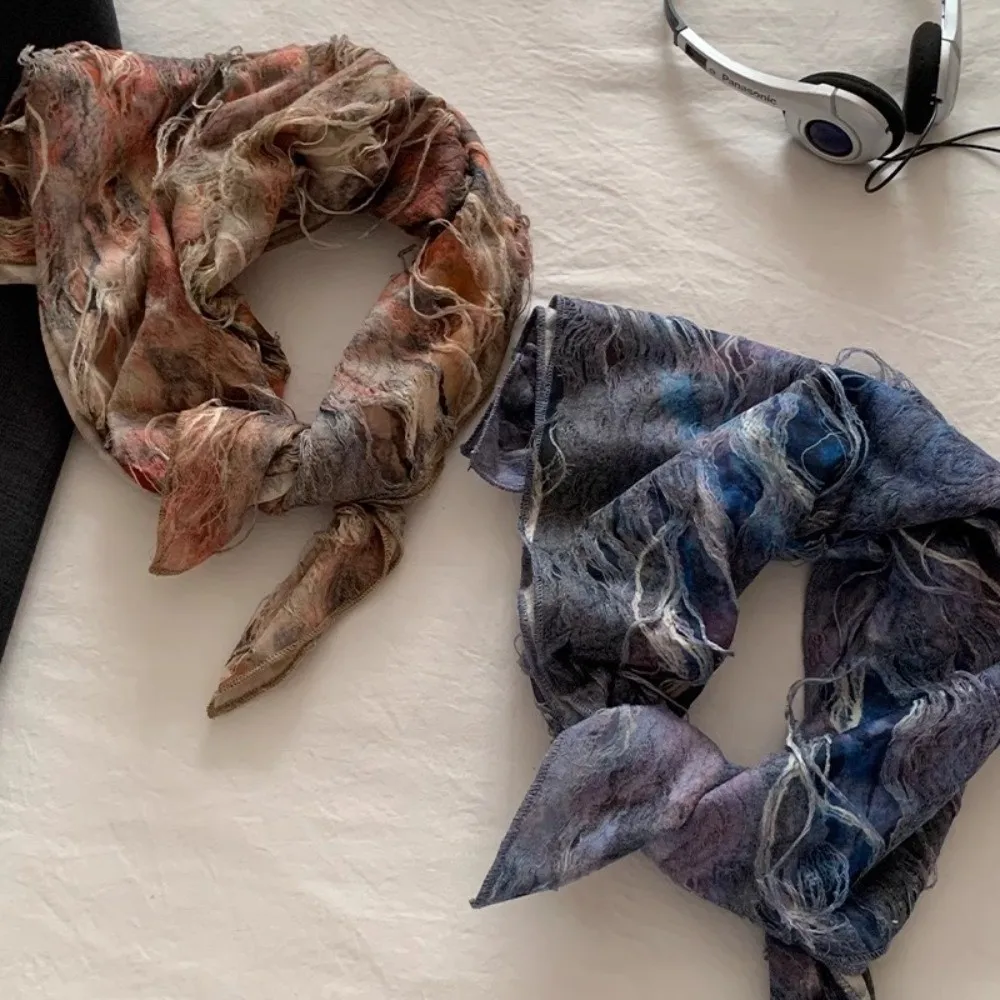 

Y2K Шарф для волос в стиле Wasteland, мягкая накидка в стиле хип-хоп, повязка для волос с принтом тай-дай, квадратный шарф в стиле панк, рваный топ, пряные девушки