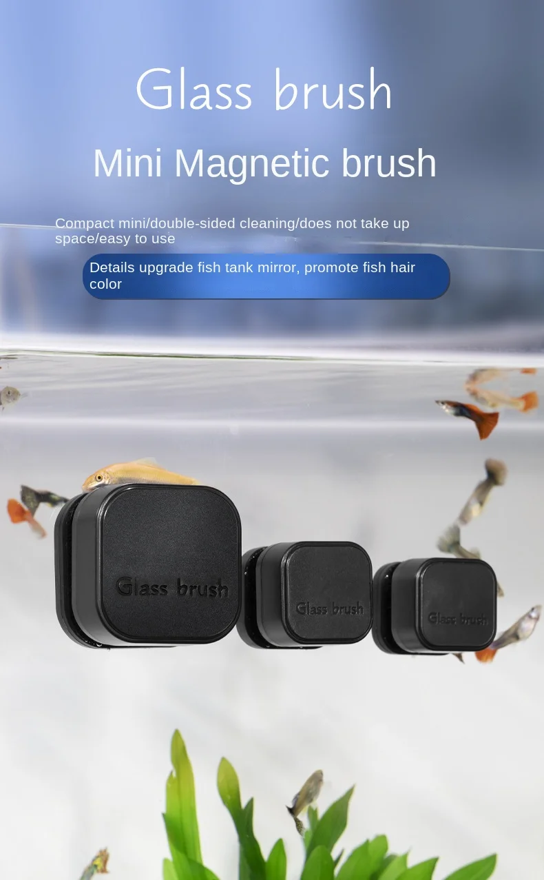 Mini Quadratische Magnetbürste, Starke Magnetische Reinigung, Aquarium-Reinigung, Algenentfernung, Kleines Aquarium Fischbecken – Detail 1