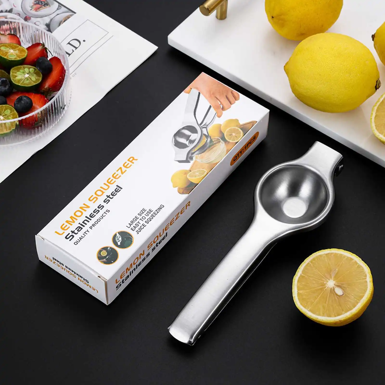 

Stainless Steel Lemon Squeezer Kitchen Accessories Manual Citrus Juicer Lemon Fruit Pressing Orange Juicer Press Easy to Clean