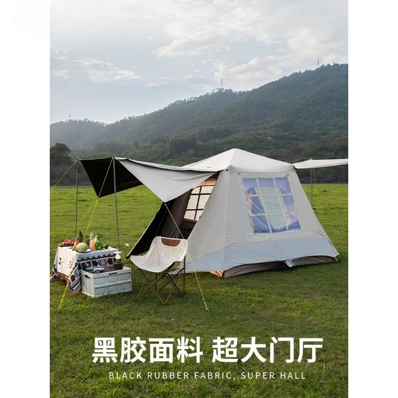 Tent outdoor portable folding double-layer rainstorm-proof automatic aluminum alloy family camping outdoor leisure equipment