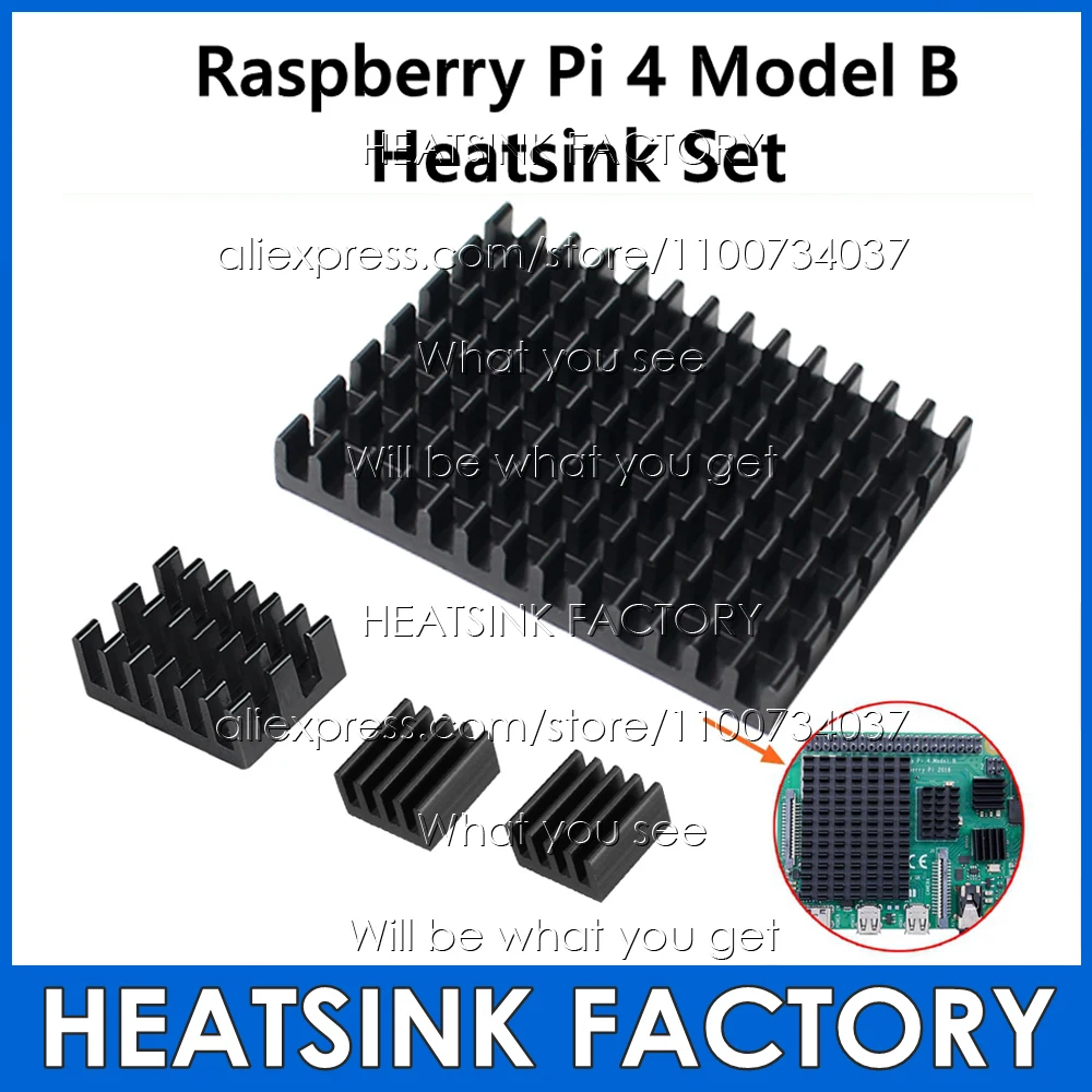 4pcs/set DIY Raspberry Pi Aluminum Heatsink Kit With Thermal Pad for Raspberry Pi 4 / 4B Model B